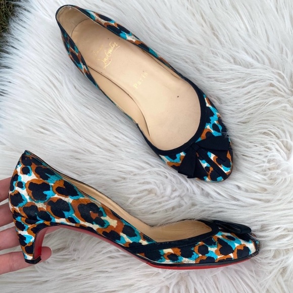 Christian Louboutin Multicolor Leopard Print Heels - Picture 1 of 8
